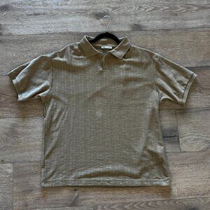 Zara Men’s Textured Polo Shirt Brown Beige XL X-Large NWOT $60